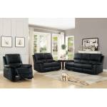 Greeley Reclining Sofa Set - Top Grain Leather Match - Black